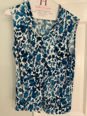 Calvin Klein Blue Multi-Print Sleeveless V-Neck Camisole